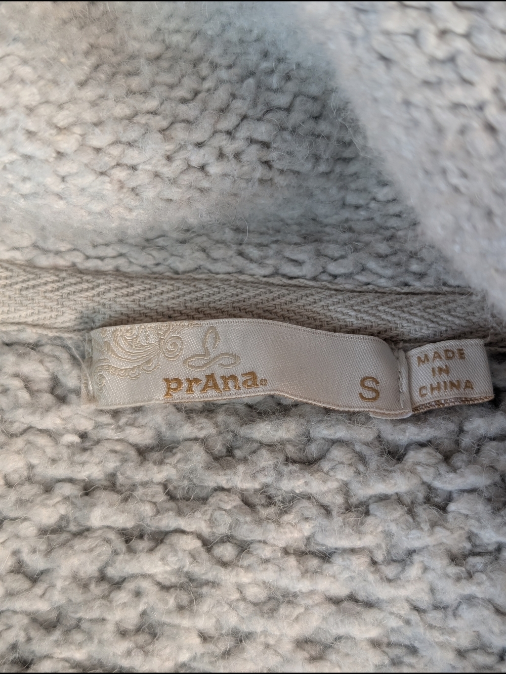 prAna Eslin Cardigan Knit Sweater Women's S Snap Button Pockets Bone White - Picture 6 of 8